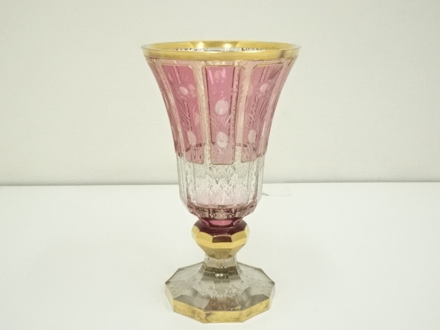 ボヘミアガラス　フラワーベース